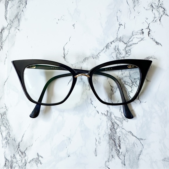DITA Rebella Eyeglasses Navy Blue Gold Cateye - Picture 4 of 12